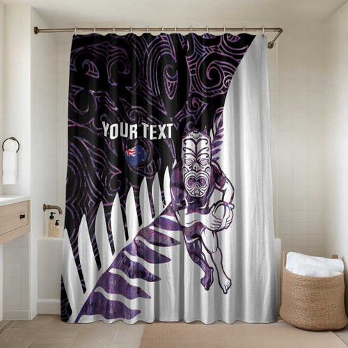 New Zealand Silver Fern Rugby Custom Bathroom Set Go All Black Purple Maori Paua Shell - Aussie Hoodie