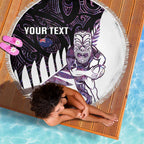 New Zealand Silver Fern Rugby Custom Beach Blanket Go All Black Purple Maori Paua Shell - Aussie Hoodie