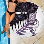 New Zealand Silver Fern Rugby Custom Beach Blanket Go All Black Purple Maori Paua Shell - Aussie Hoodie