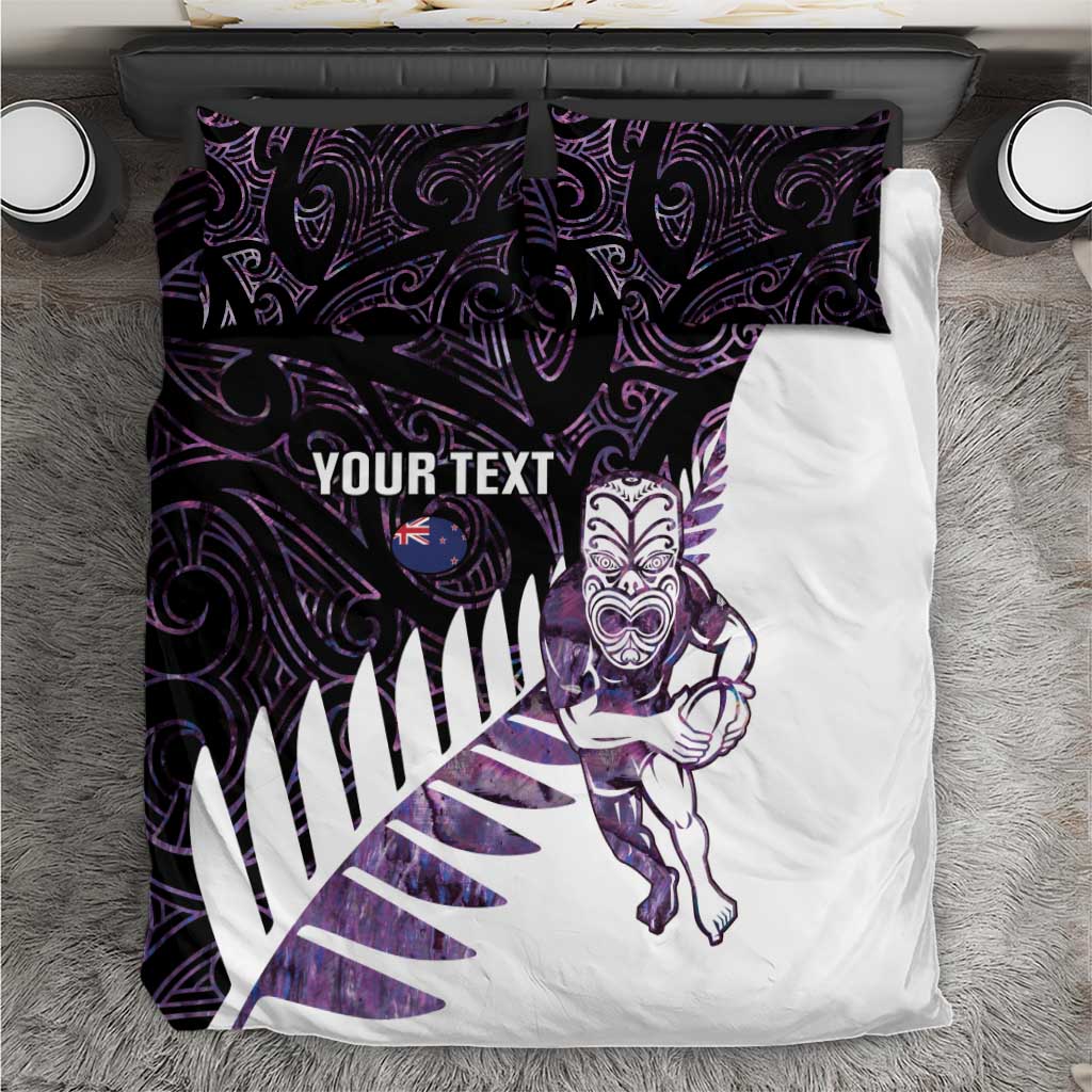 New Zealand Silver Fern Rugby Custom Bedding Set Go All Black Purple Maori Paua Shell - Aussie Hoodie