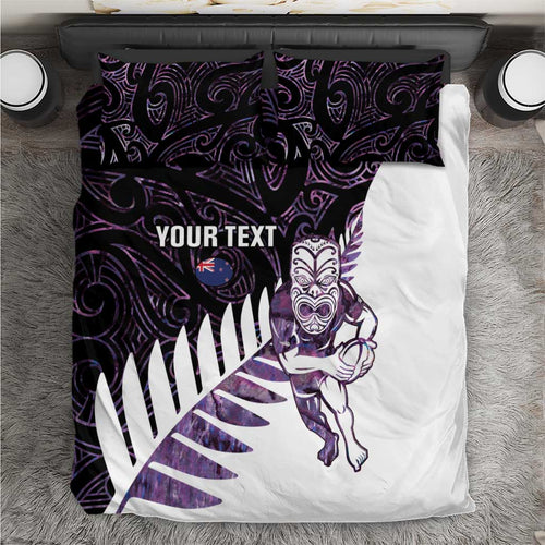 New Zealand Silver Fern Rugby Custom Bedding Set Go All Black Purple Maori Paua Shell - Aussie Hoodie