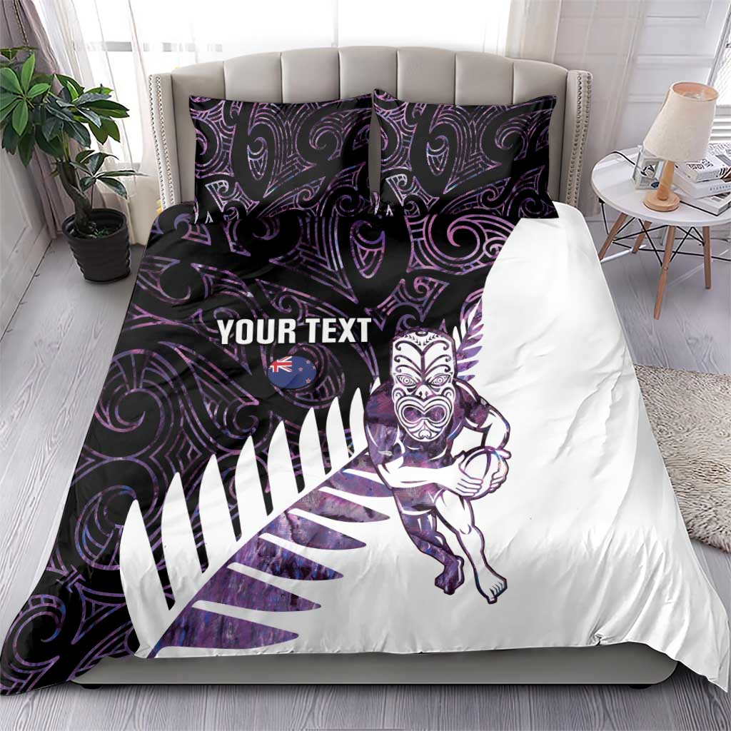 New Zealand Silver Fern Rugby Custom Bedding Set Go All Black Purple Maori Paua Shell - Aussie Hoodie