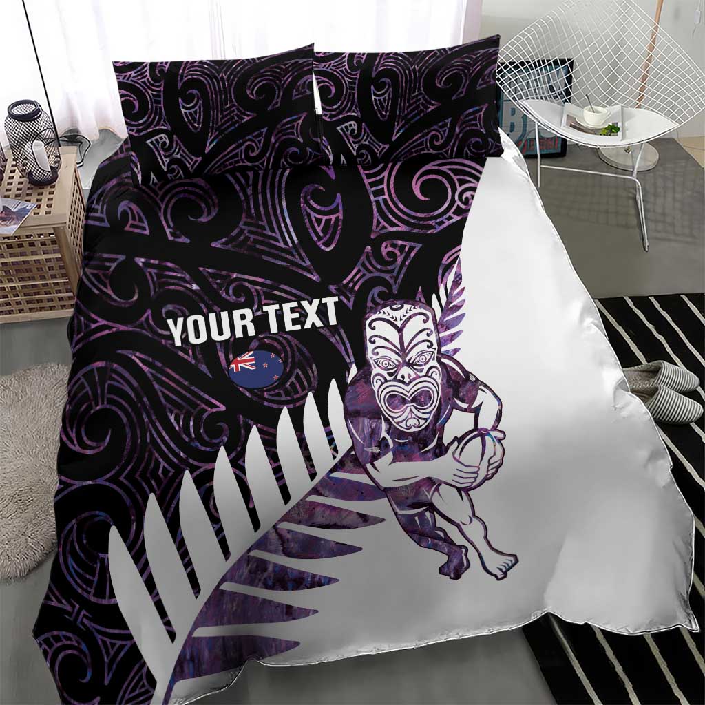 New Zealand Silver Fern Rugby Custom Bedding Set Go All Black Purple Maori Paua Shell - Aussie Hoodie