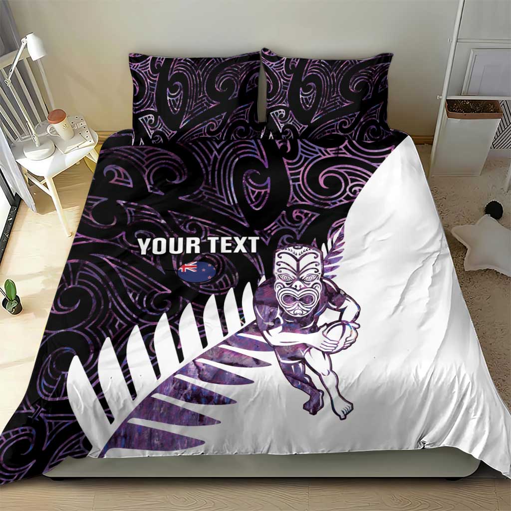 New Zealand Silver Fern Rugby Custom Bedding Set Go All Black Purple Maori Paua Shell - Aussie Hoodie