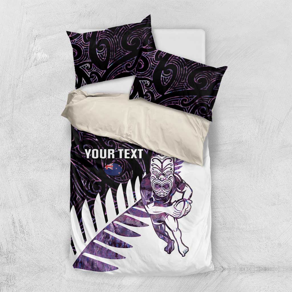 New Zealand Silver Fern Rugby Custom Bedding Set Go All Black Purple Maori Paua Shell - Aussie Hoodie