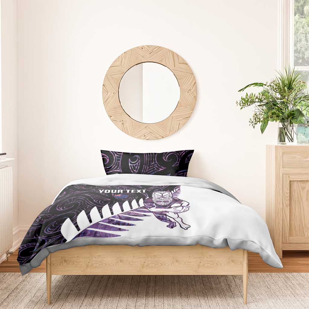 New Zealand Silver Fern Rugby Custom Bedding Set Go All Black Purple Maori Paua Shell - Aussie Hoodie