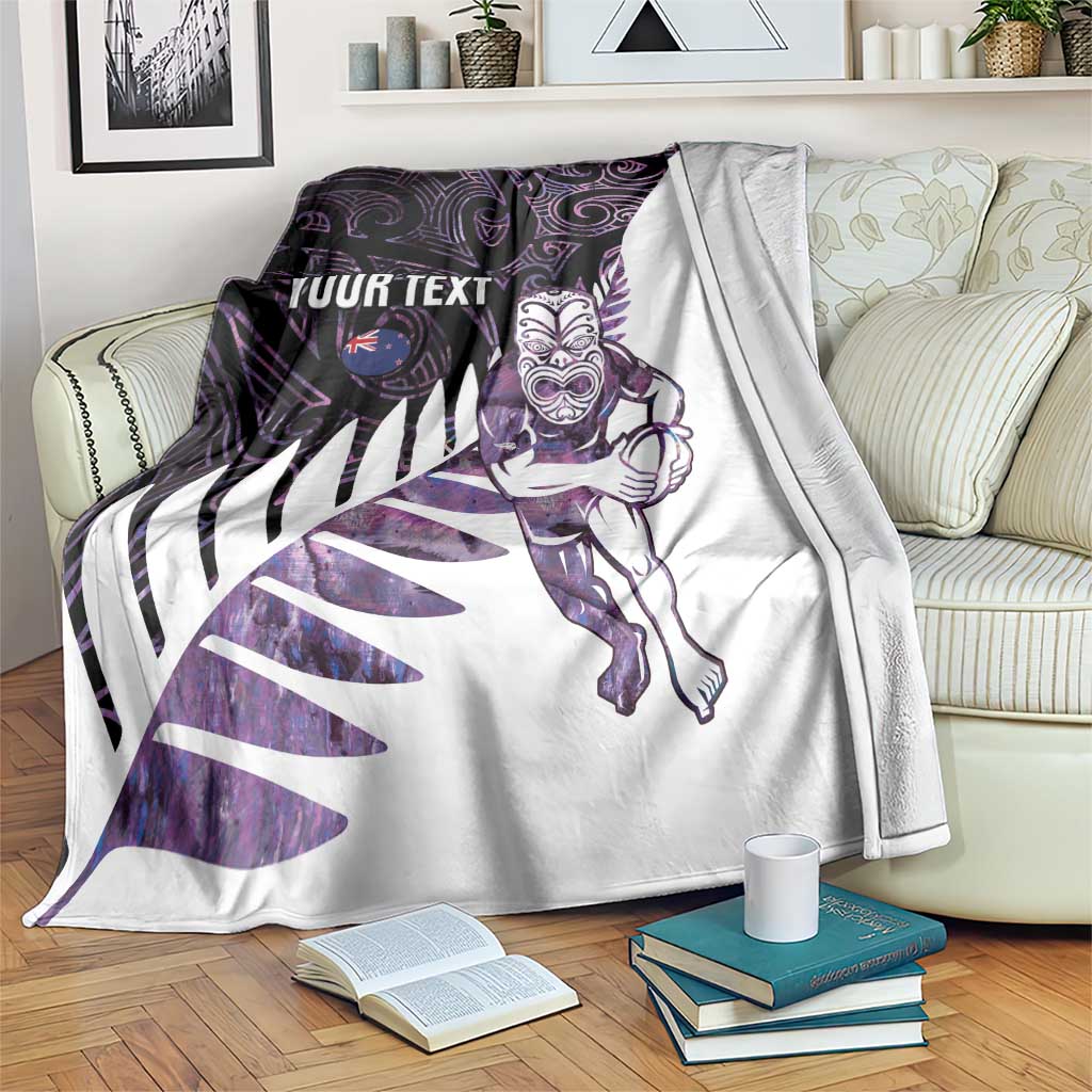 New Zealand Silver Fern Rugby Custom Blanket Go All Black Purple Maori Paua Shell - Aussie Hoodie
