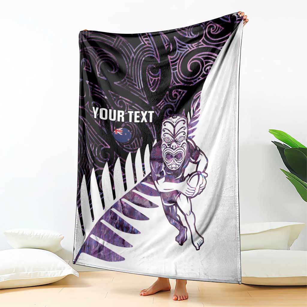 New Zealand Silver Fern Rugby Custom Blanket Go All Black Purple Maori Paua Shell - Aussie Hoodie