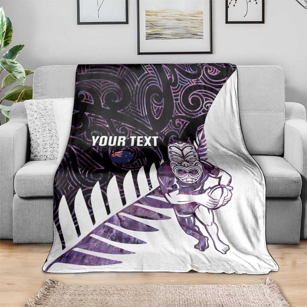 New Zealand Silver Fern Rugby Custom Blanket Go All Black Purple Maori Paua Shell - Aussie Hoodie