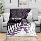 New Zealand Silver Fern Rugby Custom Blanket Go All Black Purple Maori Paua Shell - Aussie Hoodie