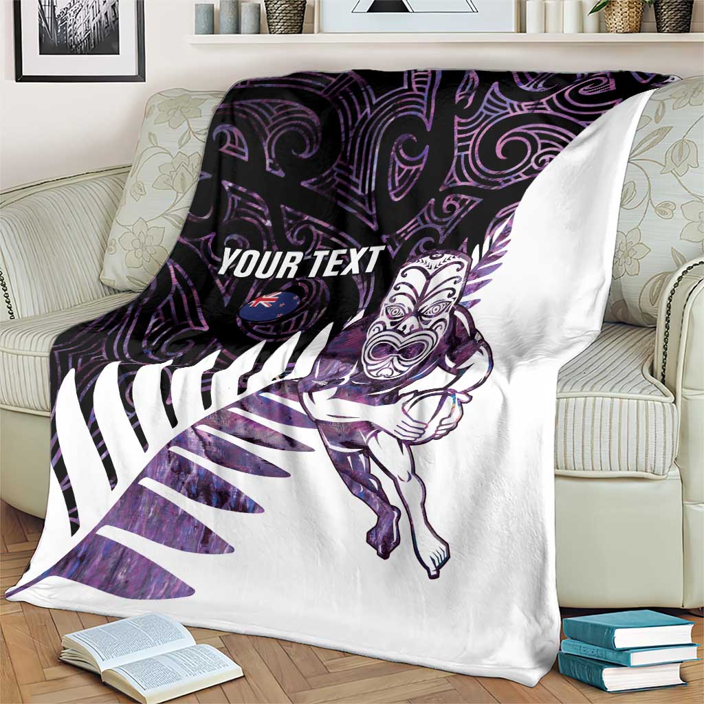 New Zealand Silver Fern Rugby Custom Blanket Go All Black Purple Maori Paua Shell - Aussie Hoodie