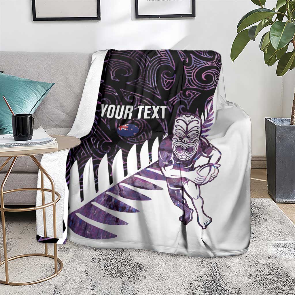 New Zealand Silver Fern Rugby Custom Blanket Go All Black Purple Maori Paua Shell - Aussie Hoodie