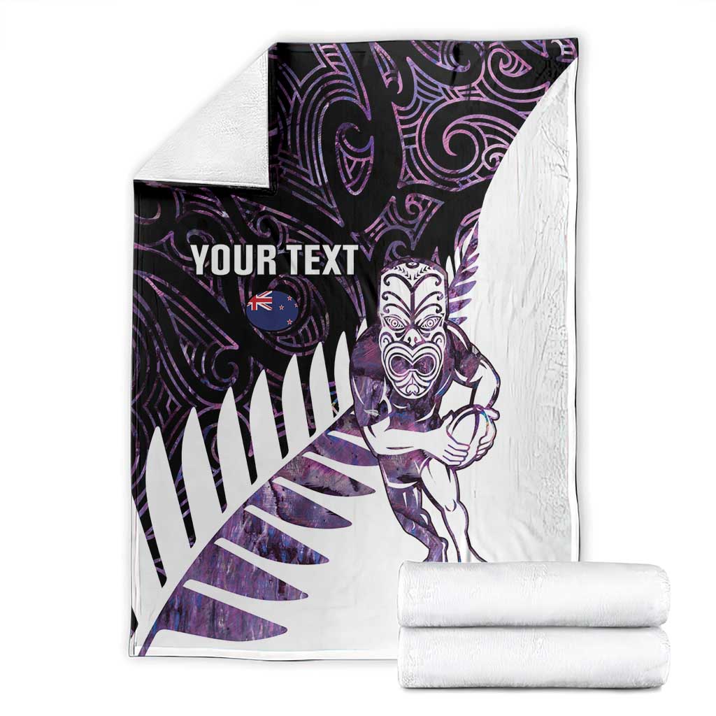 New Zealand Silver Fern Rugby Custom Blanket Go All Black Purple Maori Paua Shell - Aussie Hoodie