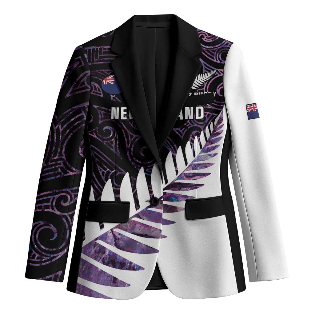 New Zealand Silver Fern Rugby Custom Blazer Go All Black Purple Maori Paua Shell - Aussie Hoodie