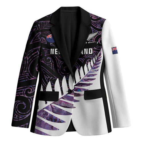 New Zealand Silver Fern Rugby Custom Blazer Go All Black Purple Maori Paua Shell - Aussie Hoodie