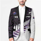 New Zealand Silver Fern Rugby Custom Blazer Go All Black Purple Maori Paua Shell - Aussie Hoodie
