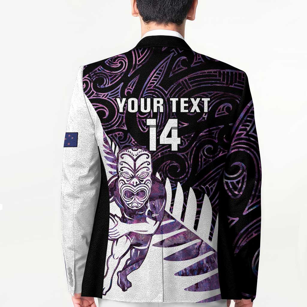 New Zealand Silver Fern Rugby Custom Blazer Go All Black Purple Maori Paua Shell - Aussie Hoodie