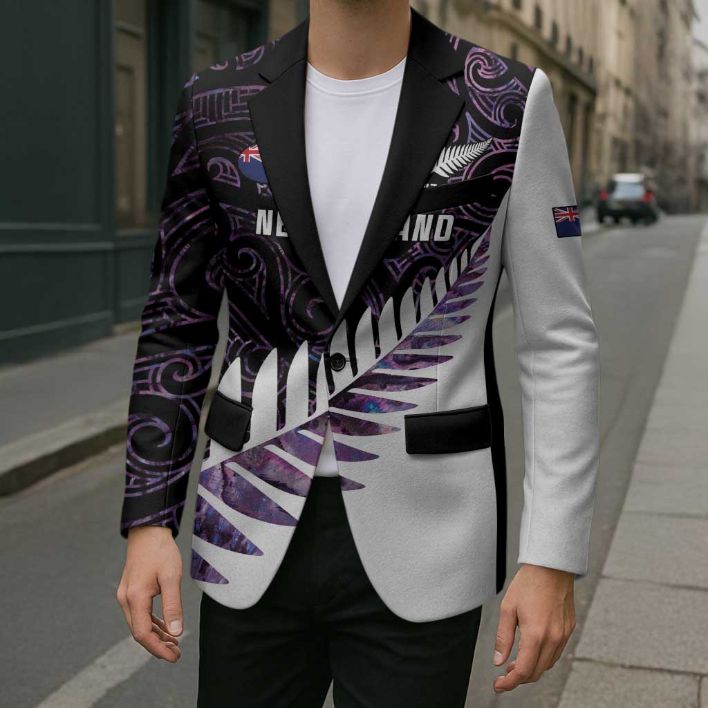New Zealand Silver Fern Rugby Custom Blazer Go All Black Purple Maori Paua Shell - Aussie Hoodie