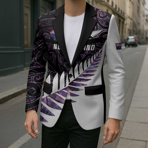 New Zealand Silver Fern Rugby Custom Blazer Go All Black Purple Maori Paua Shell - Aussie Hoodie
