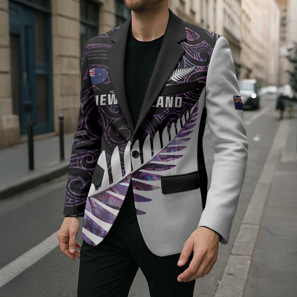 New Zealand Silver Fern Rugby Custom Blazer Go All Black Purple Maori Paua Shell - Aussie Hoodie