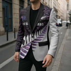 New Zealand Silver Fern Rugby Custom Blazer Go All Black Purple Maori Paua Shell - Aussie Hoodie