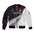 New Zealand Silver Fern Rugby Custom Bomber Jacket Go All Black Purple Maori Paua Shell - Aussie Hoodie