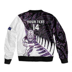 New Zealand Silver Fern Rugby Custom Bomber Jacket Go All Black Purple Maori Paua Shell - Aussie Hoodie