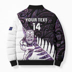 New Zealand Silver Fern Rugby Custom Bomber Puffer Jacket Go All Black Purple Maori Paua Shell - Aussie Hoodie