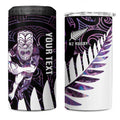 New Zealand Silver Fern Rugby Custom 4 in 1 Can Cooler Tumbler Go All Black Purple Maori Paua Shell - Aussie Hoodie