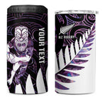 New Zealand Silver Fern Rugby Custom 4 in 1 Can Cooler Tumbler Go All Black Purple Maori Paua Shell - Aussie Hoodie