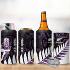 New Zealand Silver Fern Rugby Custom 4 in 1 Can Cooler Tumbler Go All Black Purple Maori Paua Shell - Aussie Hoodie