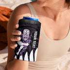 New Zealand Silver Fern Rugby Custom 4 in 1 Can Cooler Tumbler Go All Black Purple Maori Paua Shell - Aussie Hoodie