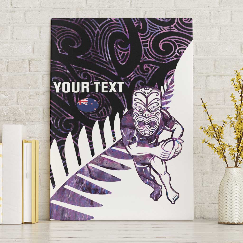 New Zealand Silver Fern Rugby Custom Canvas Wall Art Go All Black Purple Maori Paua Shell - Aussie Hoodie