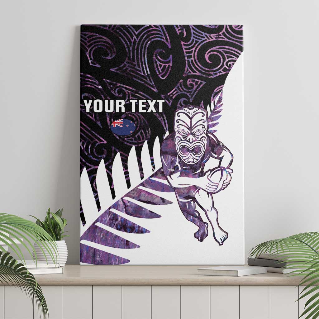 New Zealand Silver Fern Rugby Custom Canvas Wall Art Go All Black Purple Maori Paua Shell - Aussie Hoodie