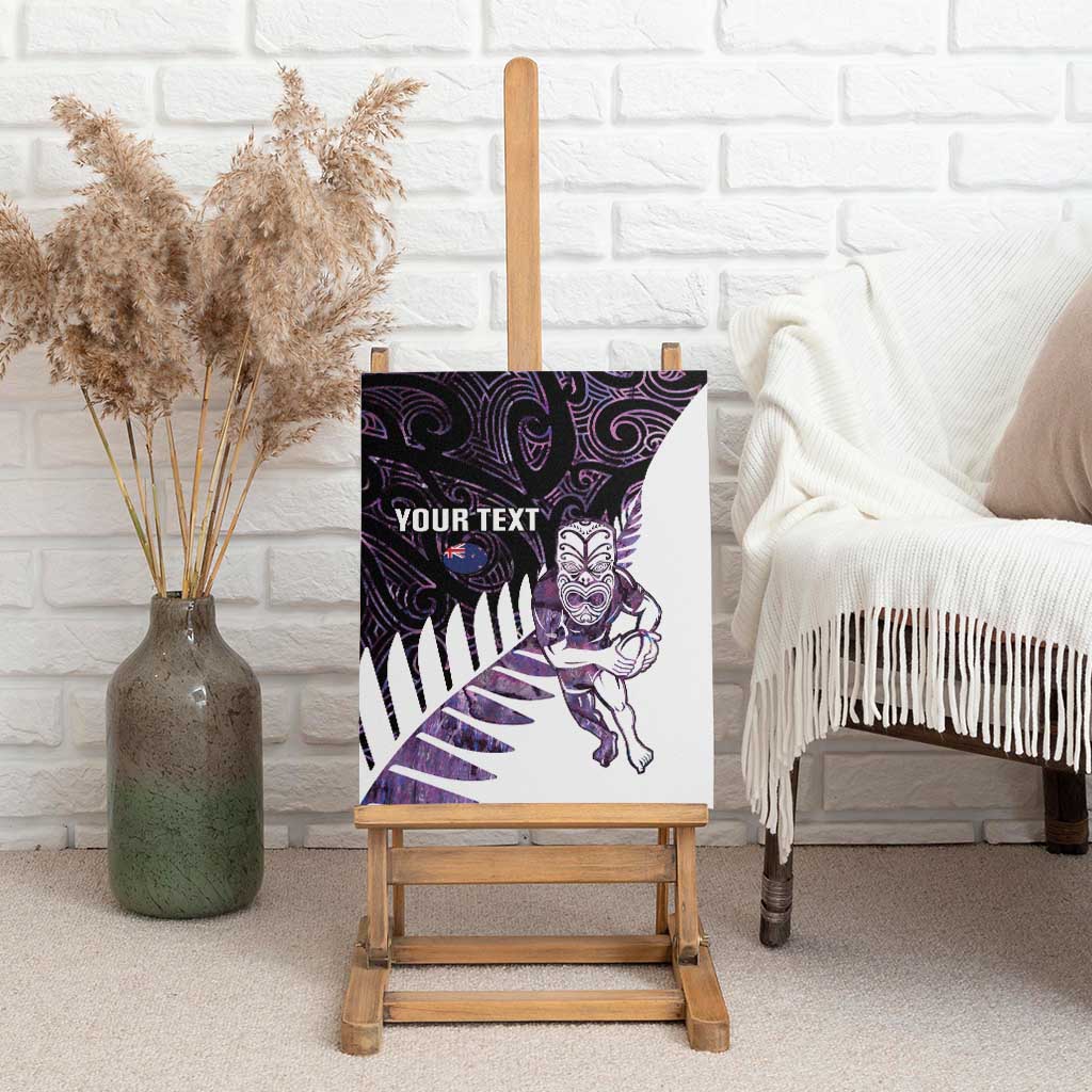 New Zealand Silver Fern Rugby Custom Canvas Wall Art Go All Black Purple Maori Paua Shell - Aussie Hoodie