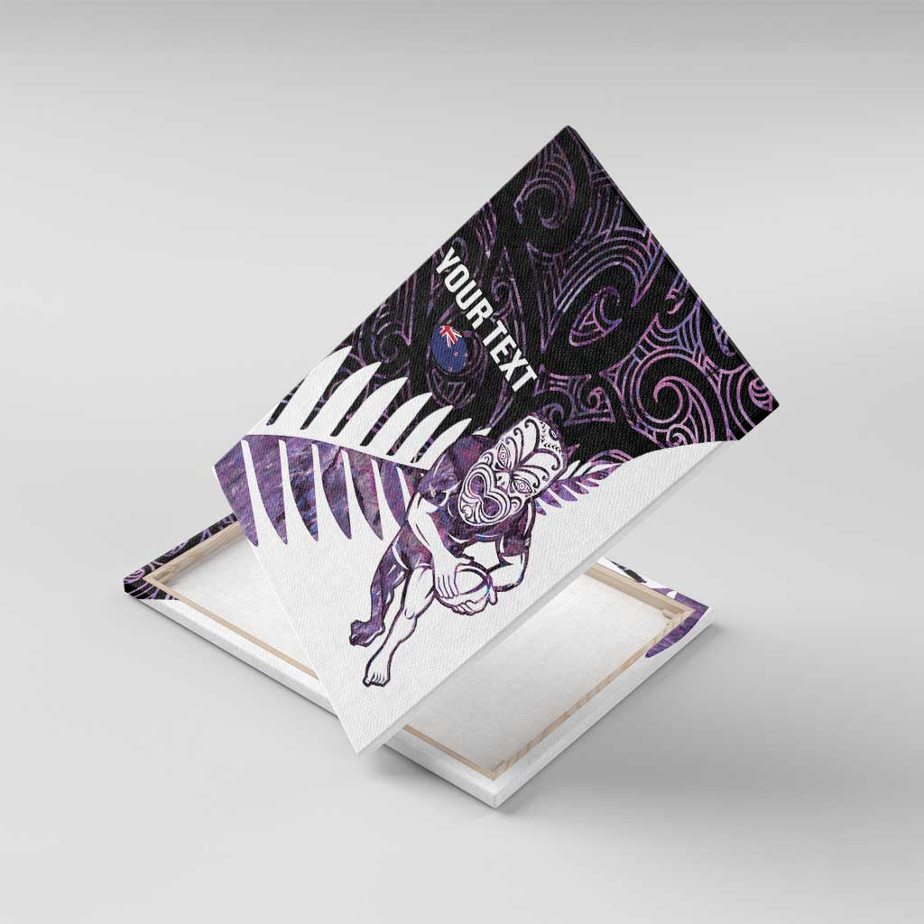 New Zealand Silver Fern Rugby Custom Canvas Wall Art Go All Black Purple Maori Paua Shell - Aussie Hoodie
