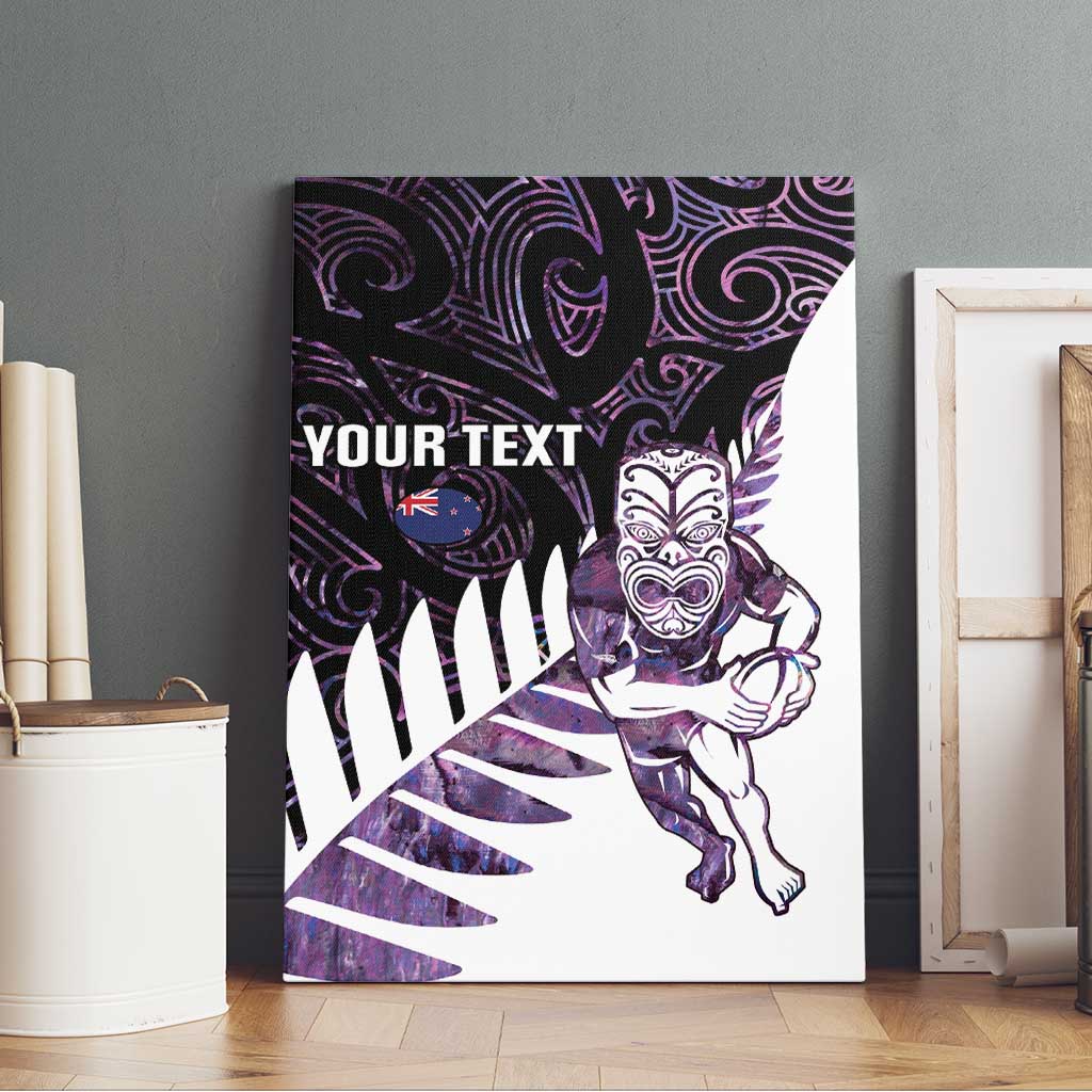 New Zealand Silver Fern Rugby Custom Canvas Wall Art Go All Black Purple Maori Paua Shell - Aussie Hoodie