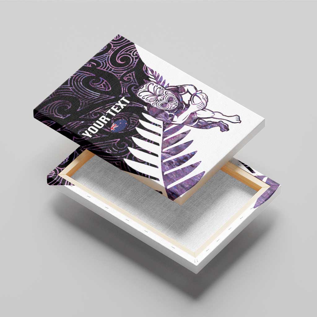 New Zealand Silver Fern Rugby Custom Canvas Wall Art Go All Black Purple Maori Paua Shell - Aussie Hoodie