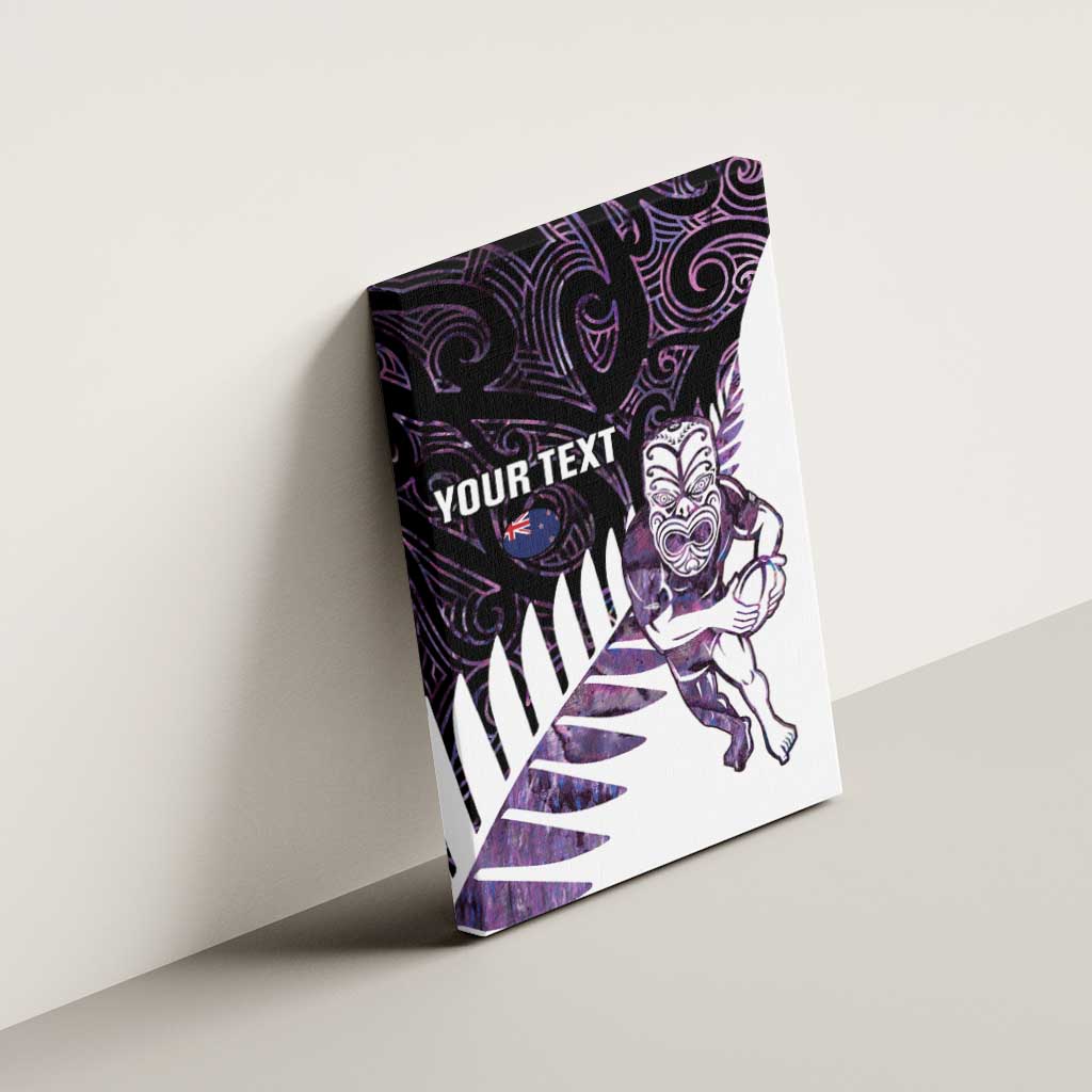 New Zealand Silver Fern Rugby Custom Canvas Wall Art Go All Black Purple Maori Paua Shell - Aussie Hoodie