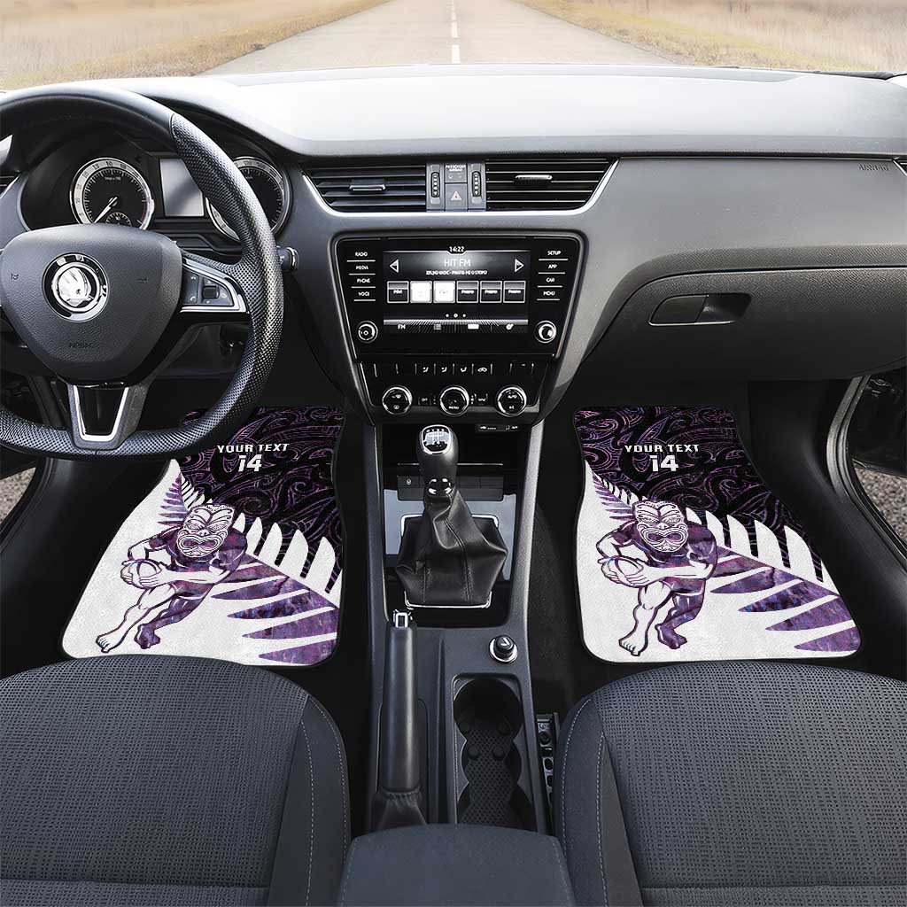 New Zealand Silver Fern Rugby Custom Car Mats Go All Black Purple Maori Paua Shell - Aussie Hoodie
