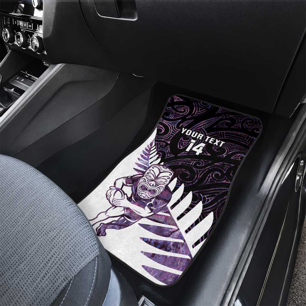 New Zealand Silver Fern Rugby Custom Car Mats Go All Black Purple Maori Paua Shell - Aussie Hoodie