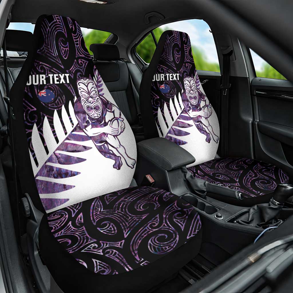 New Zealand Silver Fern Rugby Custom Car Seat Cover Go All Black Purple Maori Paua Shell - Aussie Hoodie
