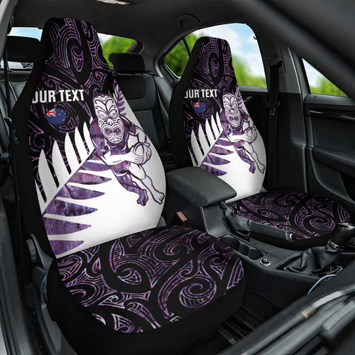 New Zealand Silver Fern Rugby Custom Car Seat Cover Go All Black Purple Maori Paua Shell - Aussie Hoodie