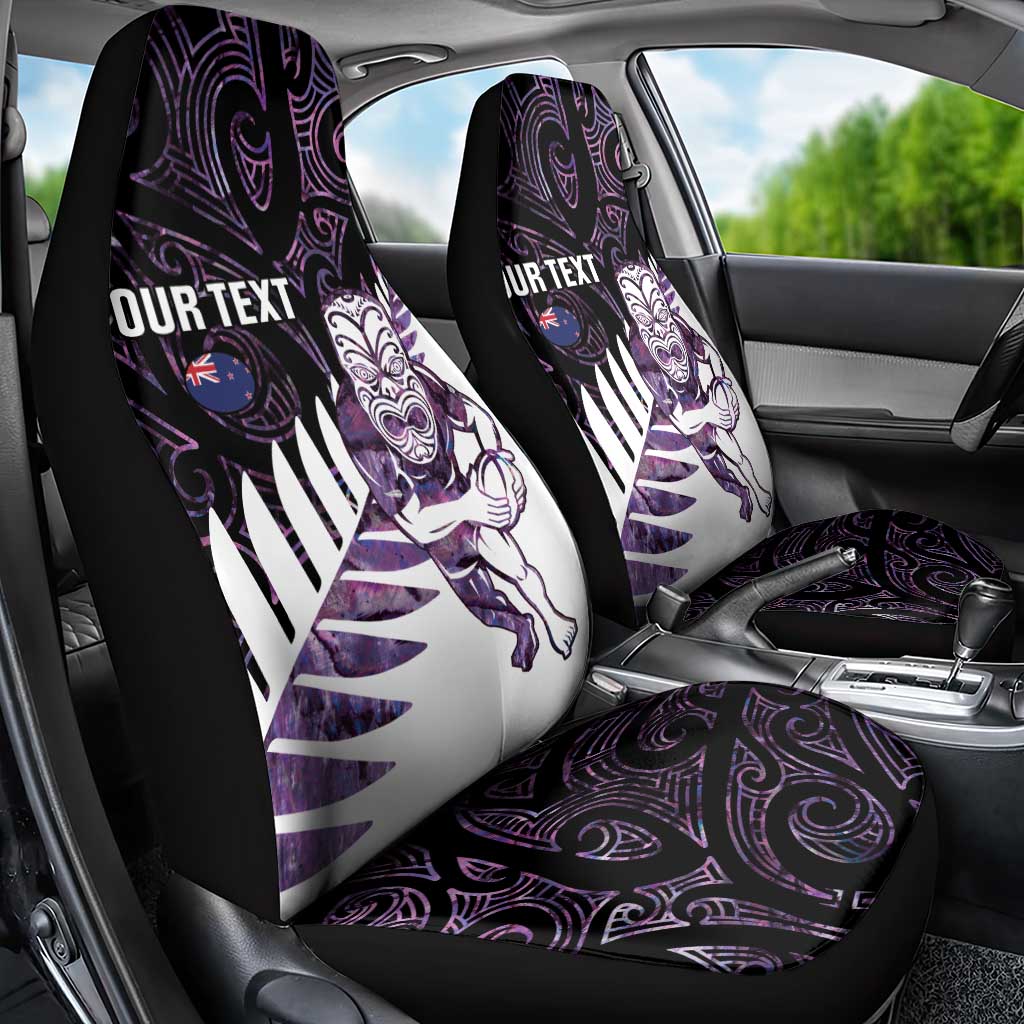 New Zealand Silver Fern Rugby Custom Car Seat Cover Go All Black Purple Maori Paua Shell - Aussie Hoodie