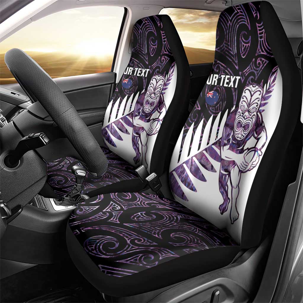 New Zealand Silver Fern Rugby Custom Car Seat Cover Go All Black Purple Maori Paua Shell - Aussie Hoodie