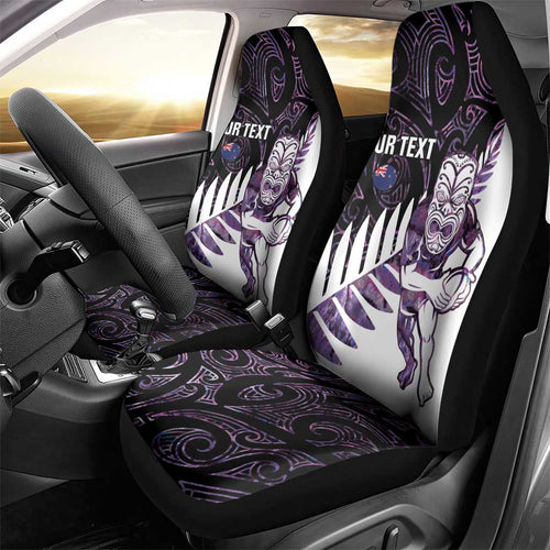 New Zealand Silver Fern Rugby Custom Car Seat Cover Go All Black Purple Maori Paua Shell - Aussie Hoodie