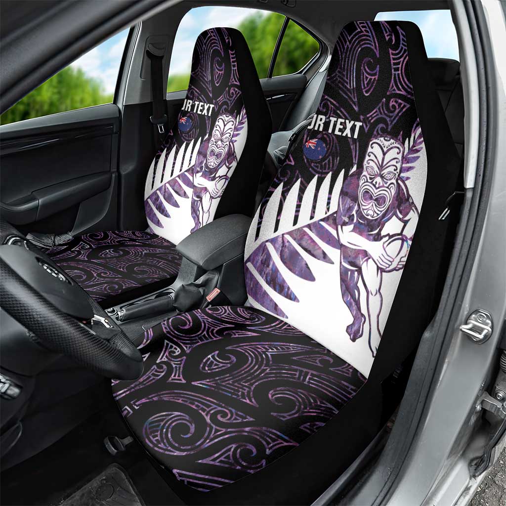 New Zealand Silver Fern Rugby Custom Car Seat Cover Go All Black Purple Maori Paua Shell - Aussie Hoodie