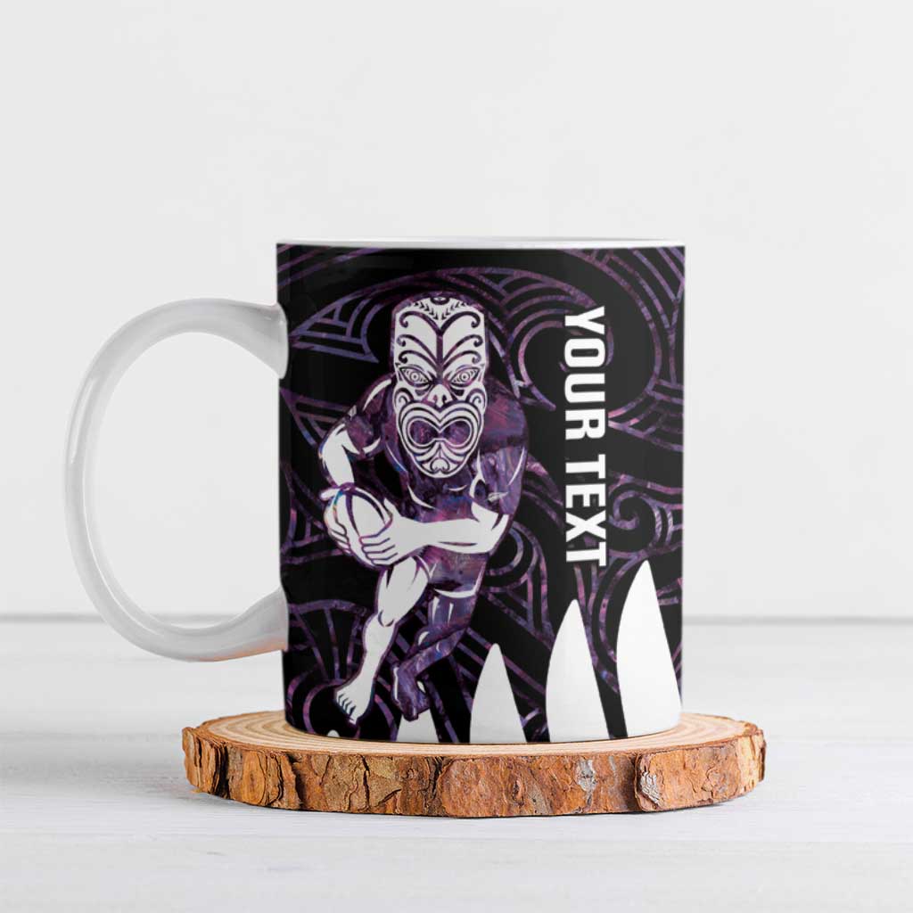 New Zealand Silver Fern Rugby Custom Ceramic Mug Go All Black Purple Maori Paua Shell - Aussie Hoodie