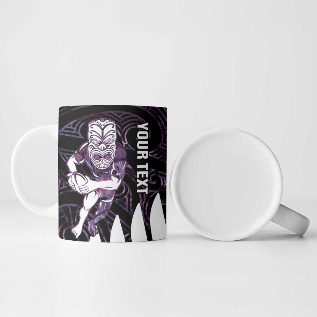 New Zealand Silver Fern Rugby Custom Ceramic Mug Go All Black Purple Maori Paua Shell - Aussie Hoodie