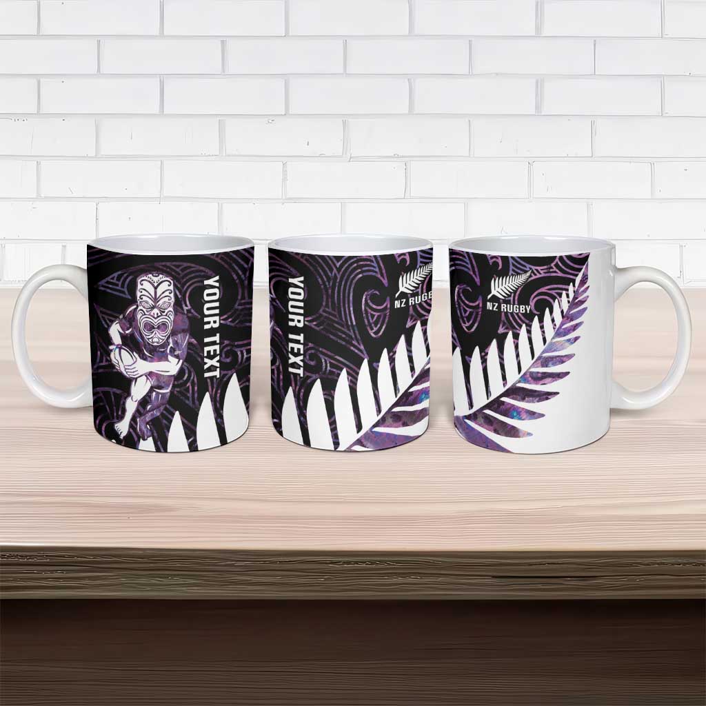 New Zealand Silver Fern Rugby Custom Ceramic Mug Go All Black Purple Maori Paua Shell - Aussie Hoodie
